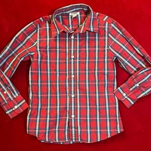 SOLD ✅ Old Navy Boy's Long Sleeve Button Down Collared Plaid Red Shirt Size: M